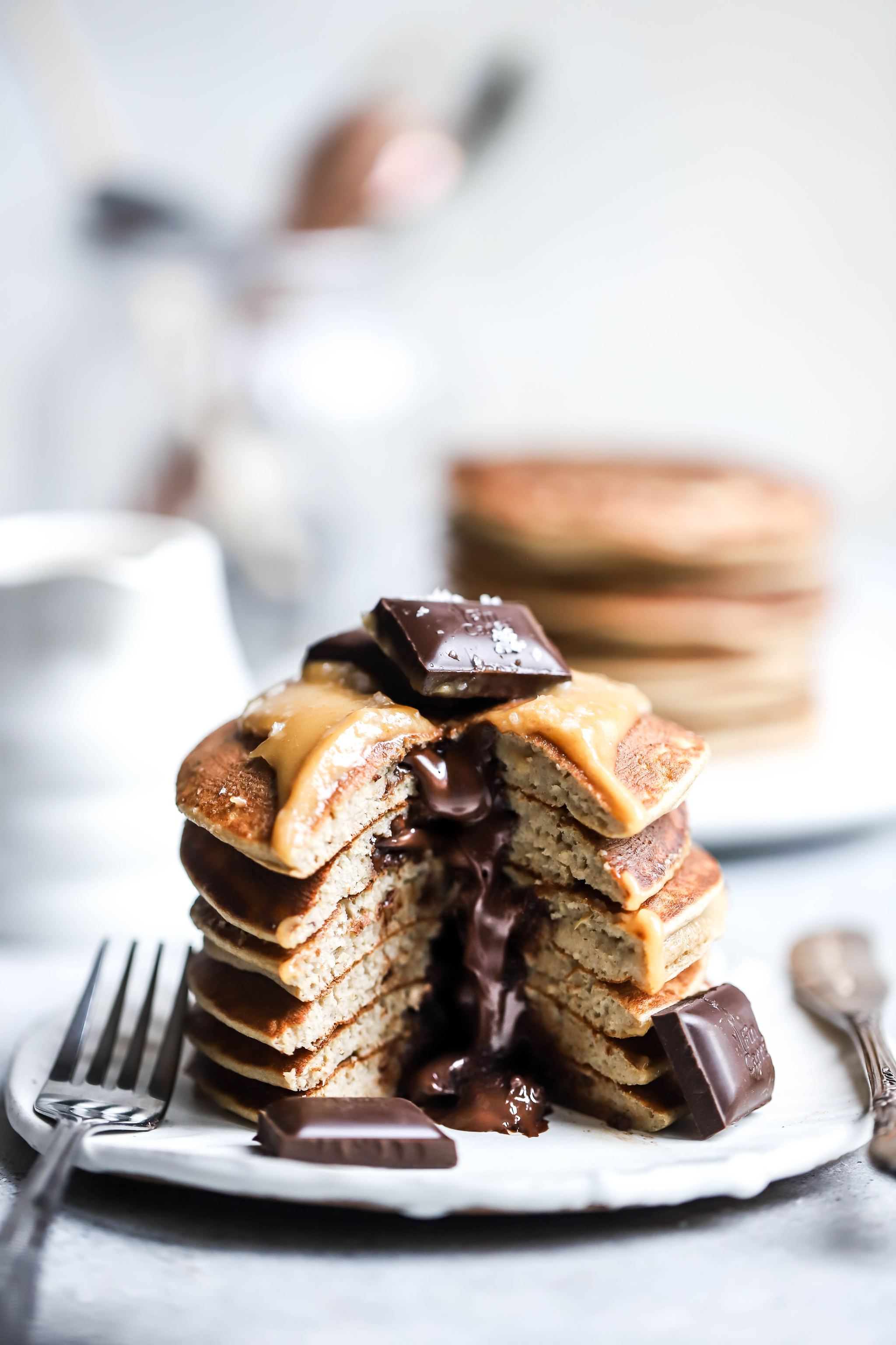 Melt in the Middle Chocolate Oat Pancakes